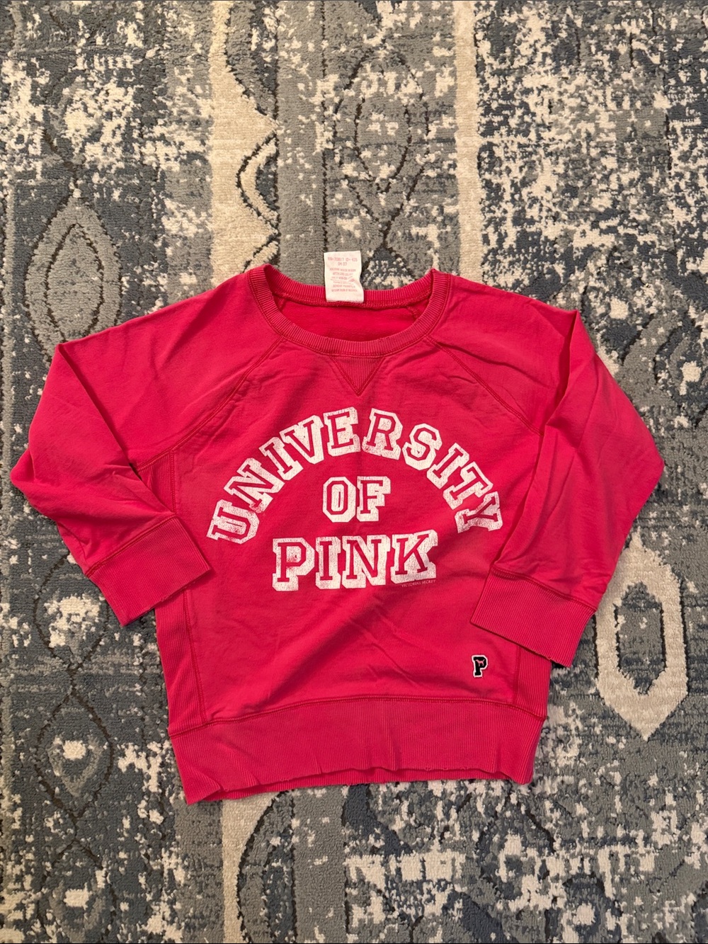 PINK Victoria's Secret Bright Pink 'University of PINK' Crewneck Sweatshirt